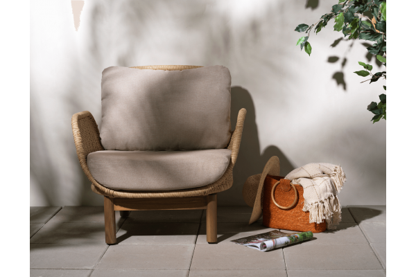 Lily fåtölj twist straw/plush wheat Brafab