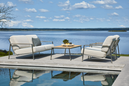 Naos 2,5-sits soffa rostfritt stål/dot beige Brafab