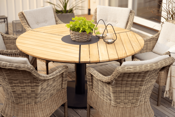 Peace Wood matbord Ø150x73 cm antracit/natur Brafab