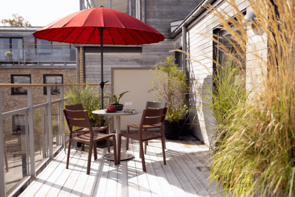 Shanghai parasoll Ø270 H251 cm antracit/röd Brafab