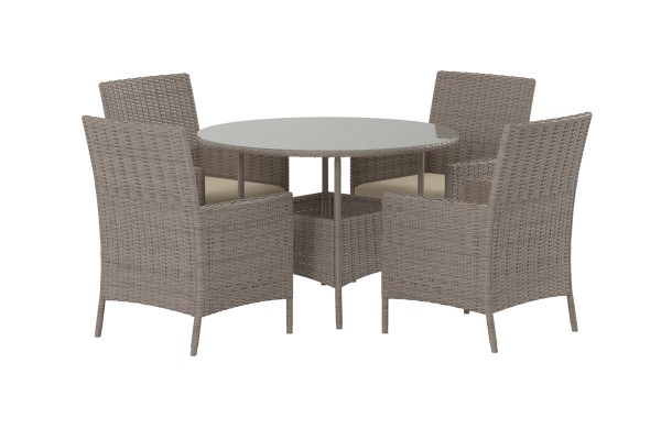 Lefkas rund matgrupp 1 bord + 4 stolar brun Venture Design
