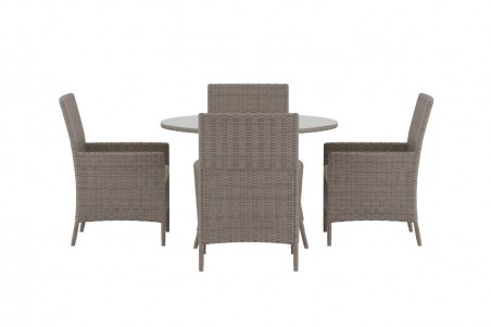 Lefkas rund matgrupp 1 bord + 4 stolar brun Venture Design