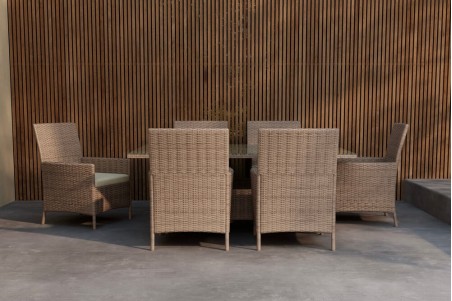 Lefkas matgrupp 1 bord + 4 stolar brun Venture Design