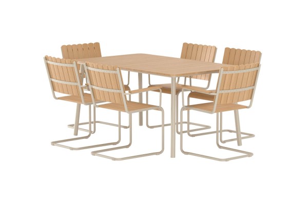 Holmsund rektangulär matgrupp beige Venture Design