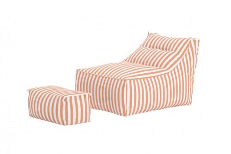 Redang loungebag med ottoman persika/vit randig Venture Design