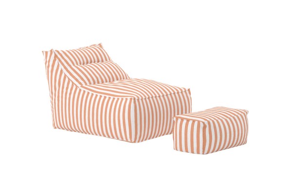 Redang loungebag med ottoman persika/vit randig Venture Design