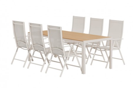 Break matgrupp 1 bord + 6 st stolar beige Venture Design