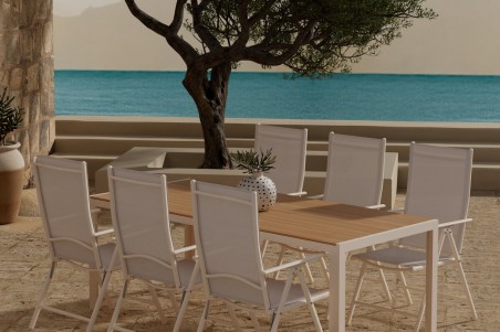 Break matgrupp 1 bord + 6 st stolar beige Venture Design