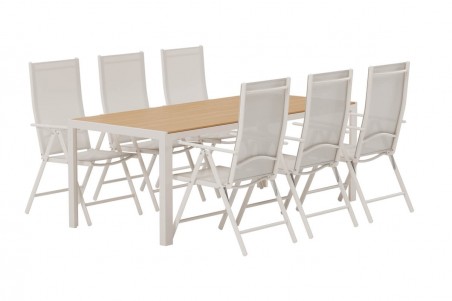 Break matgrupp 1 bord + 6 st stolar beige Venture Design