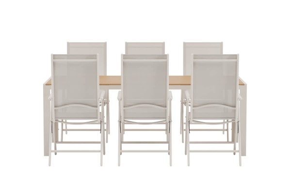 Break matgrupp 1 bord + 6 st stolar beige Venture Design