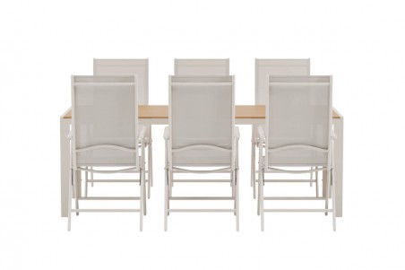 Break matgrupp 1 bord + 6 st stolar beige Venture Design