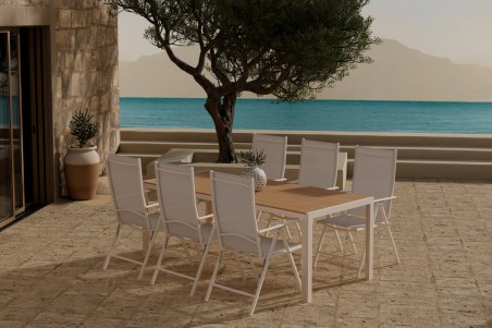 Break matgrupp 1 bord + 6 st stolar beige Venture Design