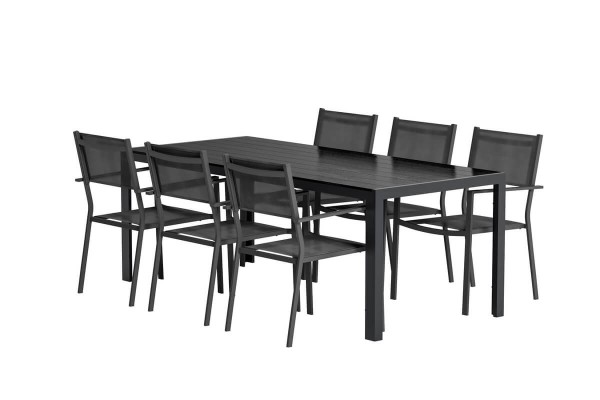 Break matbord & 6 st Copacabana stolar svart Venture Design