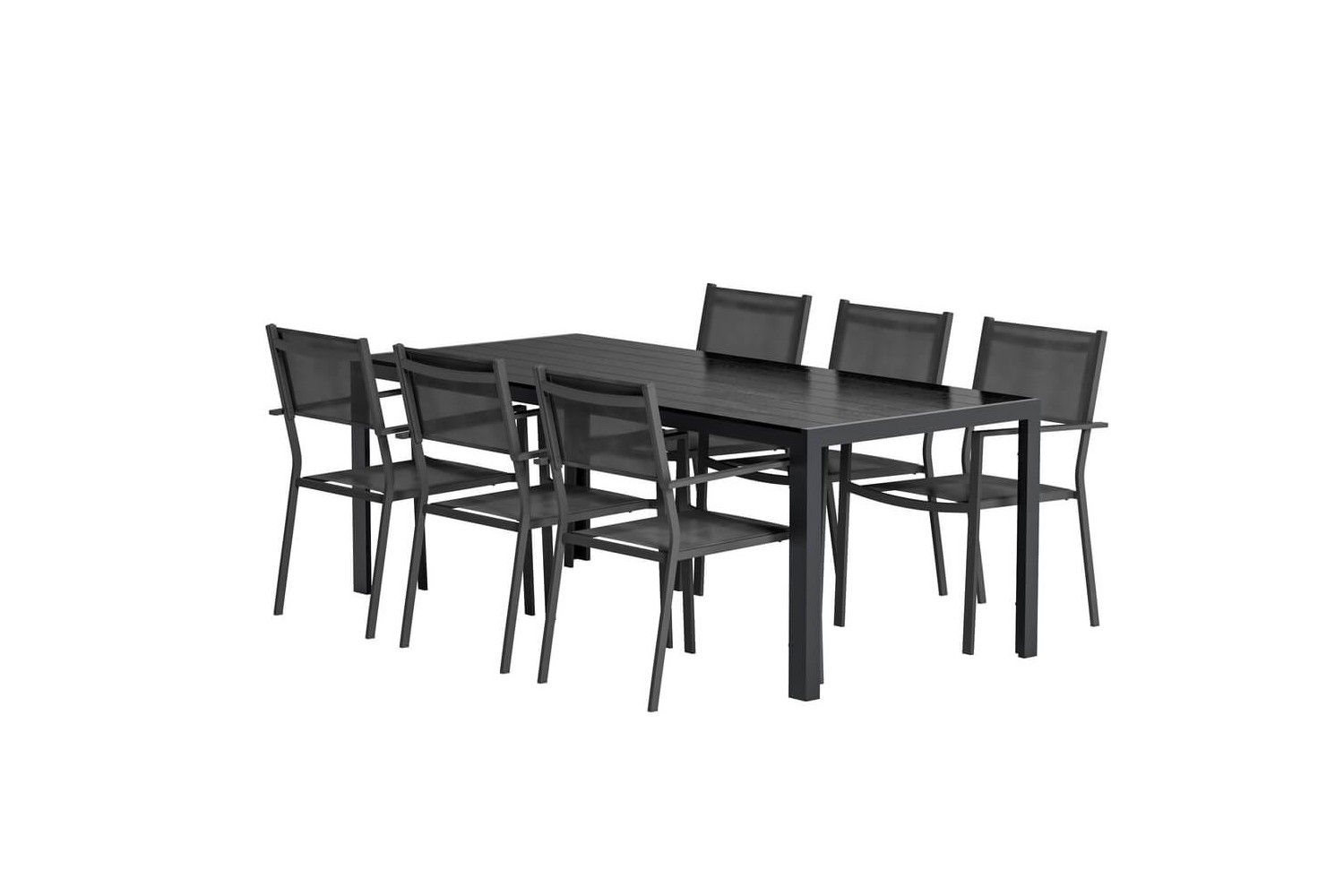 Break matbord & 6 st Copacabana stolar svart Venture Design