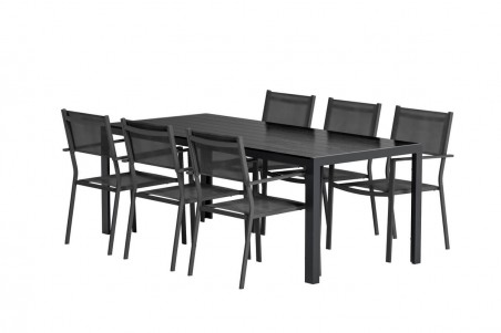 Break matbord & 6 st Copacabana stolar svart Venture Design