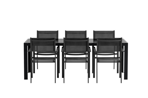 Break matbord & 6 st Copacabana stolar svart Venture Design