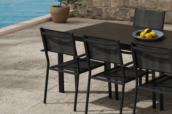 Break matbord & 6 st Copacabana stolar svart Venture Design