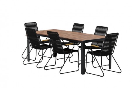 Bois matgrupp 1 bord + 6 stolar natur/svart Venture Design