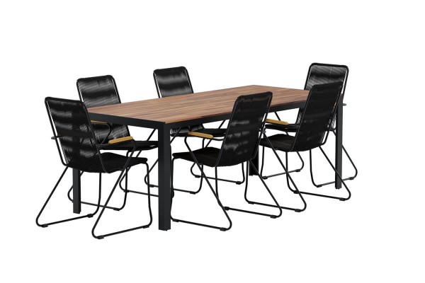 Bois matgrupp 1 bord + 6 stolar natur/svart Venture Design