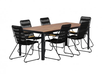 Bois matgrupp 1 bord + 6 stolar natur/svart Venture Design