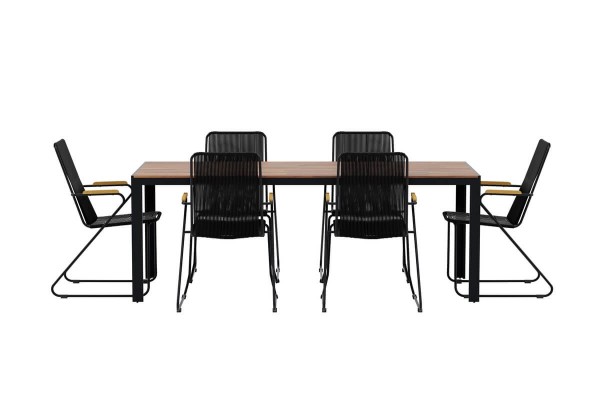 Bois matgrupp 1 bord + 6 stolar natur/svart Venture Design