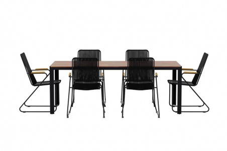 Bois matgrupp 1 bord + 6 stolar natur/svart Venture Design