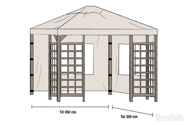 Hov paviljong sidovägg 1 par 350x350 beige Brafab